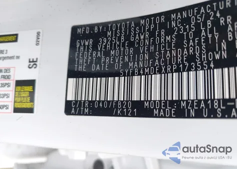 2024 Toyota Corolla Le from USA, damaged, VIN 5YFB4MDEXRP173554